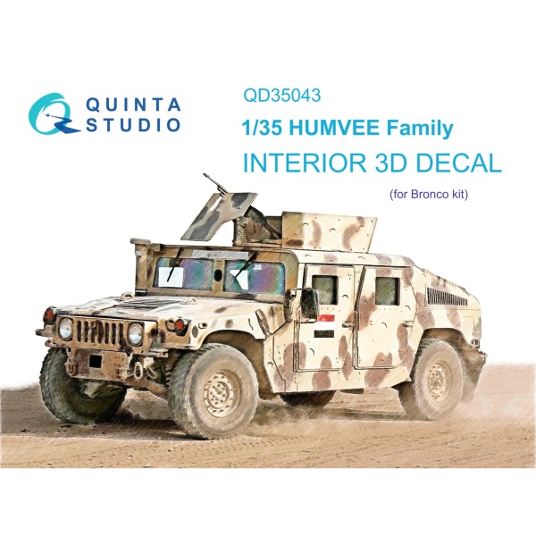 QD35043 1/35 3D Декаль интерьера кабины для семейства HUMVEE (Bronco)