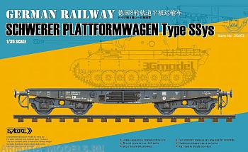 35A02-B 1/35 GERMAN RAILWAY SCHWERER PLATTFORMWAGEN Type Ssys (Металлические колёса)