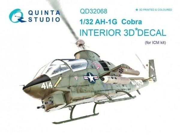 QD32068 1/32 3D Декаль интерьера кабины AH-1G Cobra (для модели ICM)
