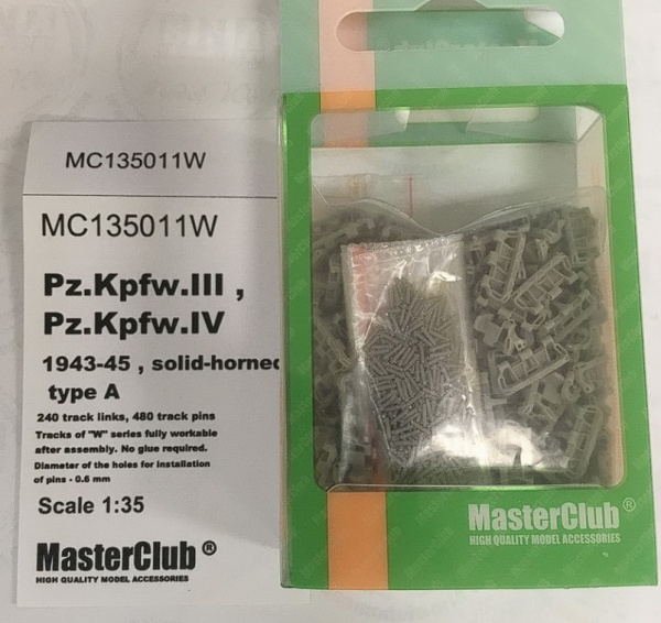 MC135011W 1/35 Траки сборные (смола) для Pz.Kpfw.IV - StuG III 43 - 45 гг шевронный сплош