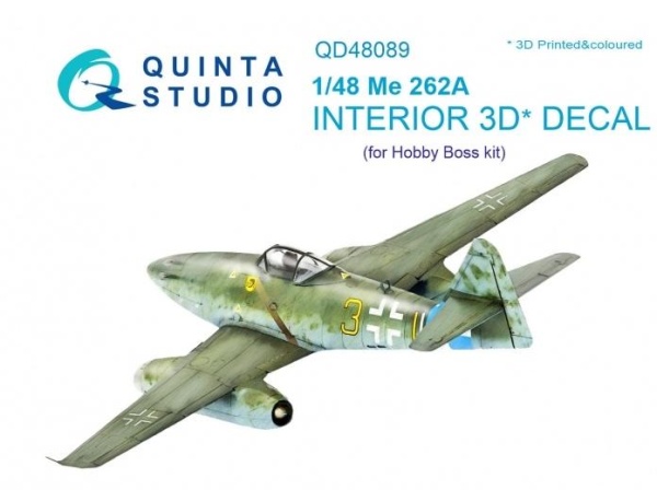 QD48089 1/48 3D Декаль интерьера кабины Me-262A (для модели HobbyBoss)