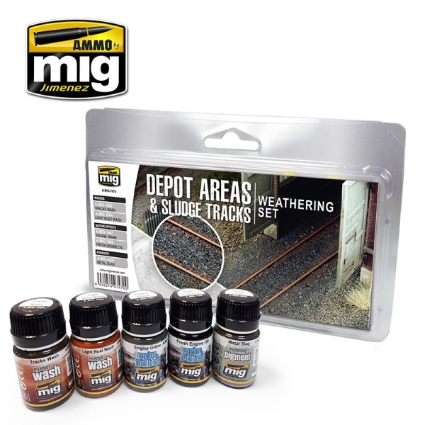 AMIG7470 DEPOT AREAS - SLUDGE TRACKS WEATHERING SET AMIG7470 DEPOT AREAS - SLUDGE TRACKS WEATHERING SET