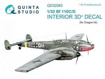 QD32063 3D Декаль интерьера кабины Bf 110C/D (Dragon)