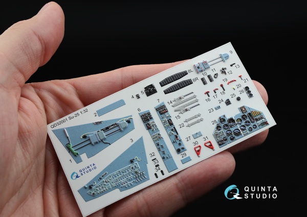 QD32001 1/32 3D Декаль интерьера кабины Су-25 (для модели Трубач)