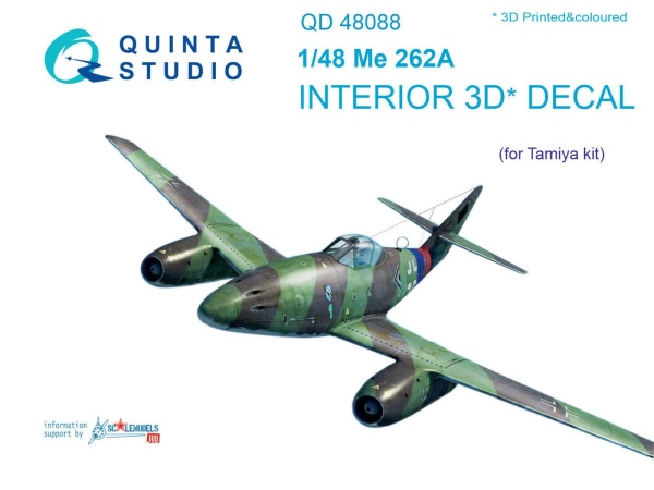 QD48088 3D Декаль интерьера кабины Me 262A (для модели Tamiya)