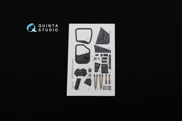 QD72019 3D Декаль интерьера кабины М-И-24В НАТО (черные панели) (для модели Звезда)