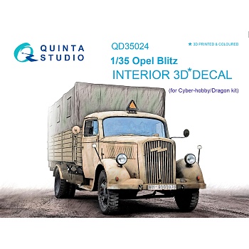 QD35024 1/35 3D Декаль интерьера кабины для Opel Blitz (для модели Cyber-hobby/Dragon)