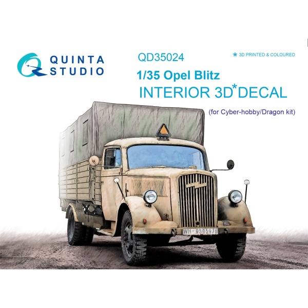 QD35024 1/35 3D Декаль интерьера кабины для Opel Blitz (для модели Cyber-hobby/Dragon)