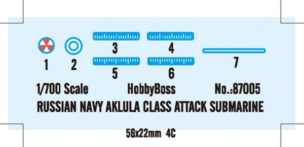 87005 Подводная лодка Russian Navy Akula Class ATTACK SUBMARINE (Hobby Boss) 1/700