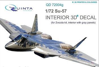 QD72004g 1/72 3D Декаль интерьера кабины Су-57 (для модели Звезда 7319) (серые панели)