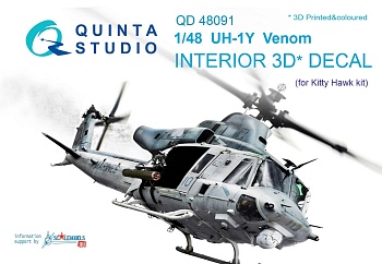 QD48091 3D Декаль интерьера кабины UH-1Y Venom (для модели Kitty Hawk)