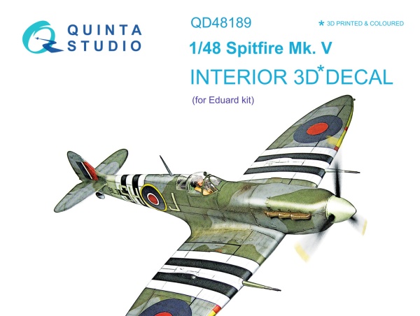 QD48189 1/48 3D Декаль интерьера кабины Spitfire Mk.V (для модели Eduard)