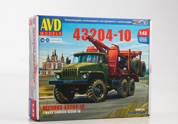 1401AVD Сборная модель Лесовоз с прицепом-роспуском 43204-10