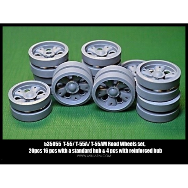 B35055 T-55AM комплект опорных катков, включает 16шт.со стандартной и 4шт. с усиленной ступицами