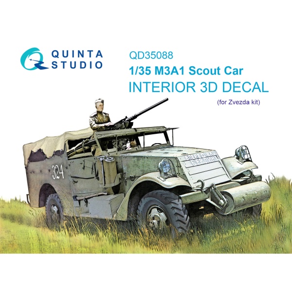 QD35088 1/35 3D Декаль интерьера кабины M3A1 Scout (Zvezda)