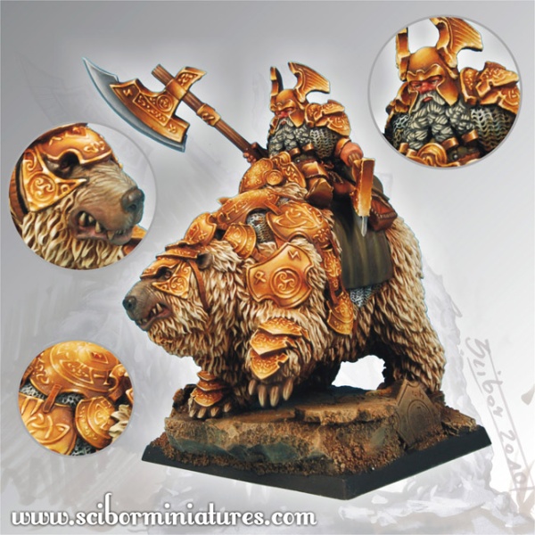 28FM0047 28mm/30mm Dwarf General on War Bear