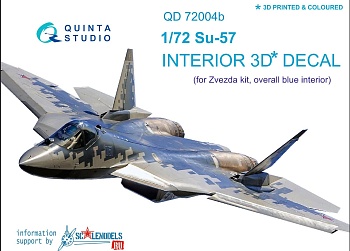 QD72004b 1/72 3D Декаль интерьера кабины Су-57 (для модели Звезда 7319) (голубые панели)